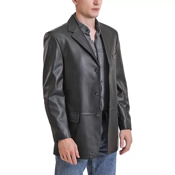 BGSD Men Liam 3Button Leather Blazer Sport Coat Jacket Regular Big amp Tall and ShortBlack