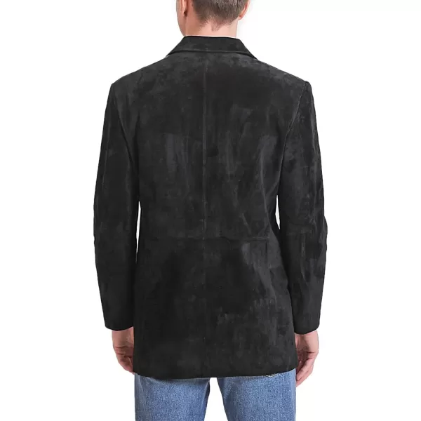 BGSD Men Liam 3Button Leather Blazer Sport Coat Jacket Regular Big amp Tall and ShortSuede Black