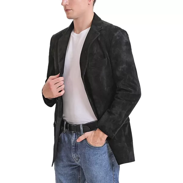 BGSD Men Liam 3Button Leather Blazer Sport Coat Jacket Regular Big amp Tall and ShortSuede Black