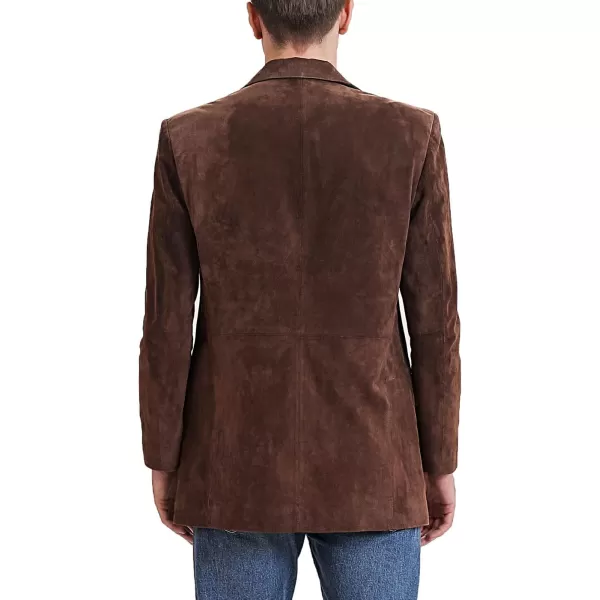 BGSD Men Liam 3Button Leather Blazer Sport Coat Jacket Regular Big amp Tall and ShortSuede Brown