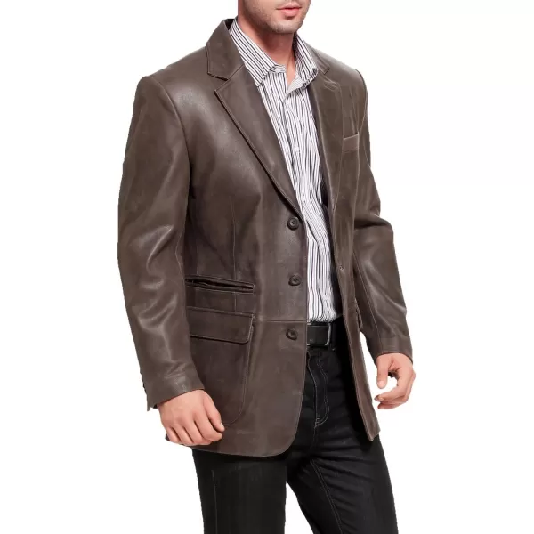 BGSD Men Mark 3Button Distressed Leather Blazer Cowhide Sport Coat JacketBGSD Men Mark 3Button Distressed Leather Blazer Cowhide Sport Coat Jacket