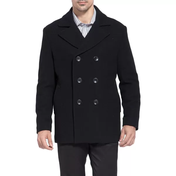 BGSD Men Mark Classic Wool Blend Pea Coat  Regular Big amp Tall and ShortBlack