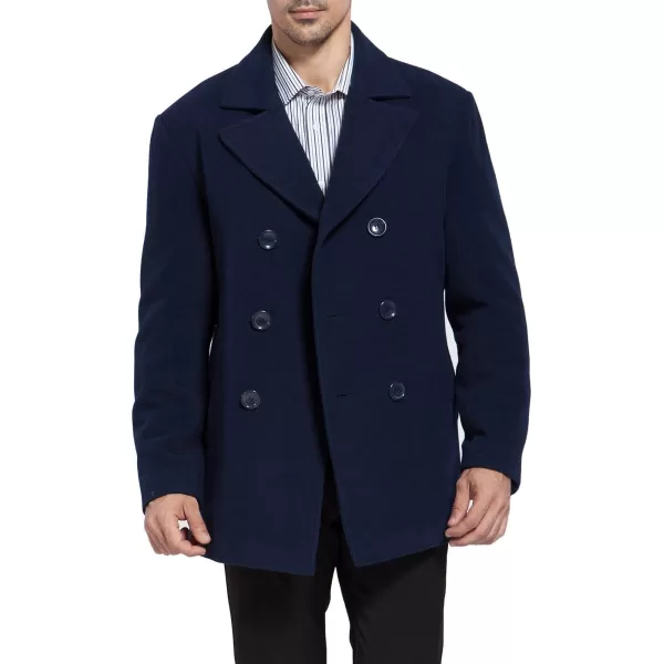 BGSD Men Mark Classic Wool Blend Pea Coat  Regular Big amp Tall and ShortNavy