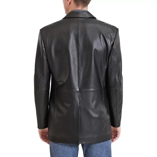 BGSD Men Monogram Collection 2Button New Zealand Lambskin Leather Blazer Regular Big amp Tall and ShortBlack