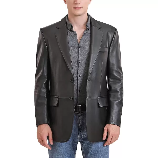 BGSD Men Monogram Collection 2Button New Zealand Lambskin Leather Blazer Regular Big amp Tall and ShortBlack