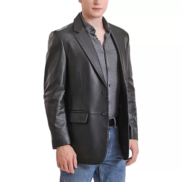 BGSD Men Monogram Collection 2Button New Zealand Lambskin Leather Blazer Regular Big amp Tall and ShortBlack