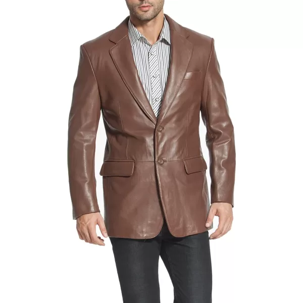 BGSD Men Monogram Collection 2Button New Zealand Lambskin Leather Blazer Regular Big amp Tall and ShortHazelnut