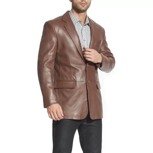 BGSD Men Monogram Collection 2Button New Zealand Lambskin Leather Blazer Regular Big amp Tall and ShortHazelnut