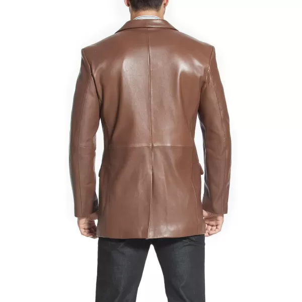 BGSD Men Monogram Collection 2Button New Zealand Lambskin Leather Blazer Regular Big amp Tall and ShortHazelnut