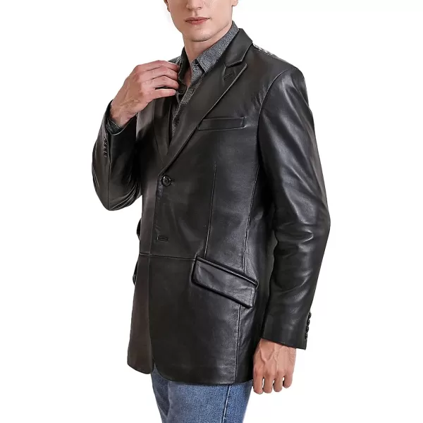 BGSD Men Monogram Collection 2Button New Zealand Lambskin Leather Sport Coat Jacket Regular Big amp Tall and ShortBlack