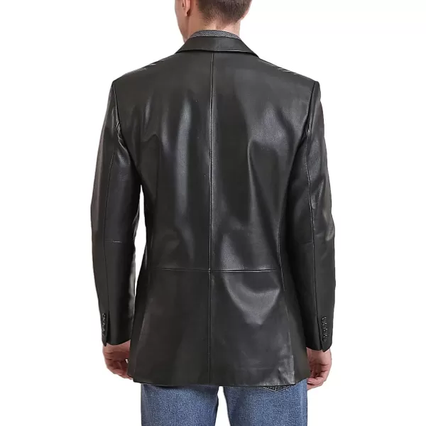 BGSD Men Monogram Collection 2Button New Zealand Lambskin Leather Sport Coat Jacket Regular Big amp Tall and ShortBlack