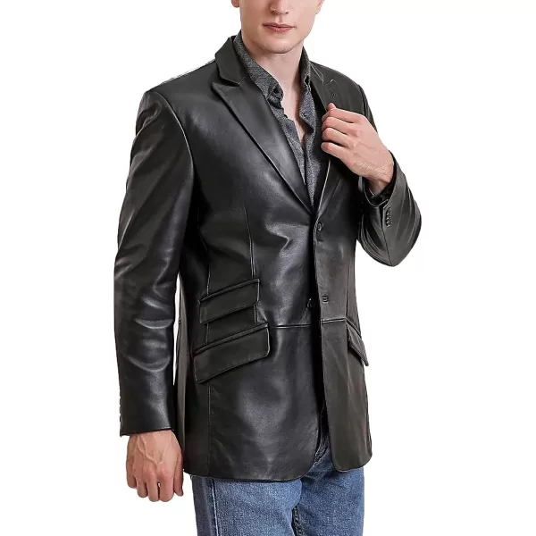 BGSD Men Monogram Collection 2Button New Zealand Lambskin Leather Sport Coat Jacket Regular Big amp Tall and ShortBlack