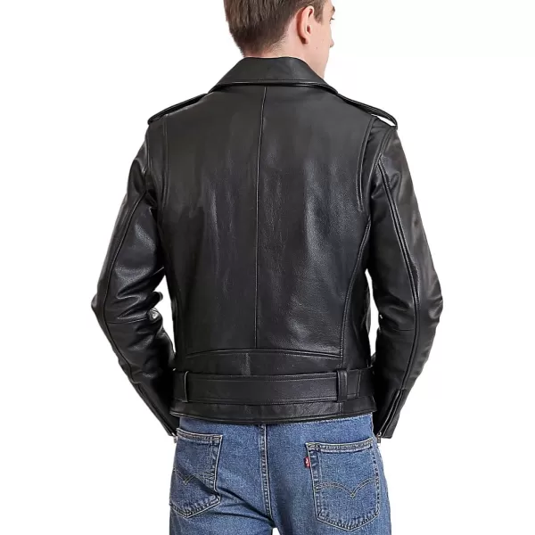 BGSD Men Monogram Collection Cowhide Leather Motorcycle Jacket Regular and Big amp TallBlack