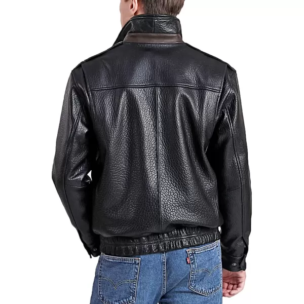 BGSD Men Monogram Collection New Zealand Lambskin Leather Bomber JacketBlack