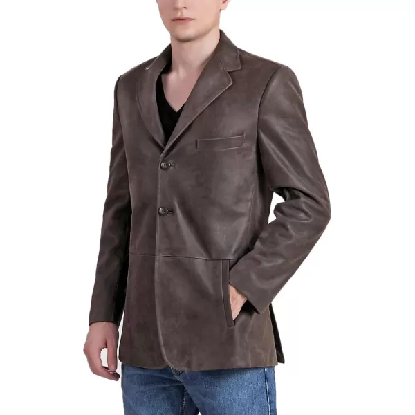 BGSD Men Nathan 2Button Distressed Leather Blazer Cowhide Sport Coat JacketDistressed Brown