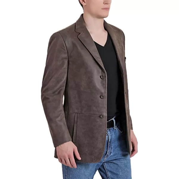 BGSD Men Nathan 2Button Distressed Leather Blazer Cowhide Sport Coat JacketDistressed Brown