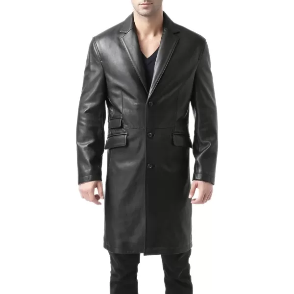 BGSD Men New Zealand Lambskin Leather Long Coat Regular amp TallBlack