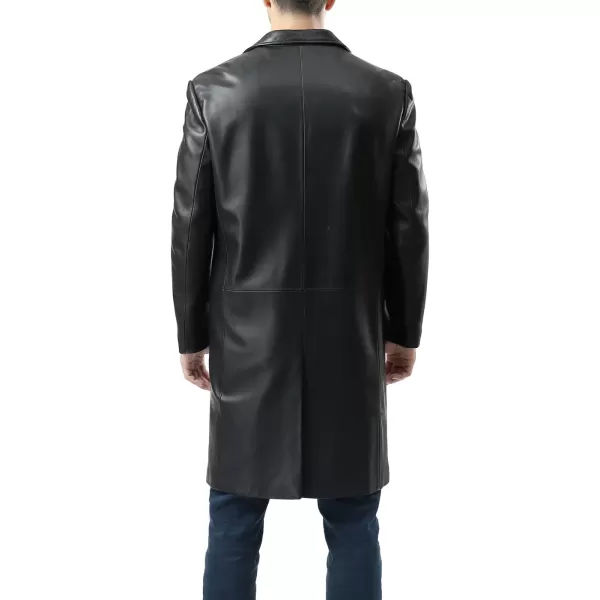 BGSD Men New Zealand Lambskin Leather Long Walking CoatBlack