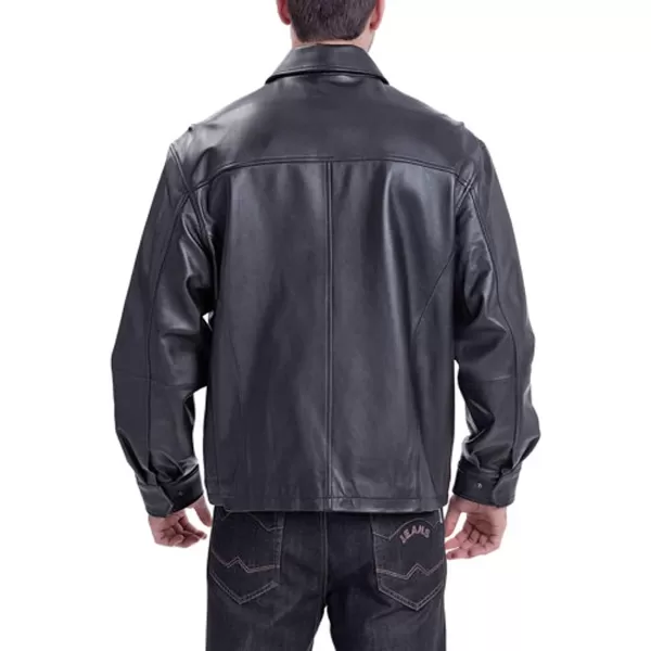 BGSD Men New Zealand Open Bottom Lambskin Leather Hipster Jacket MediumBlack