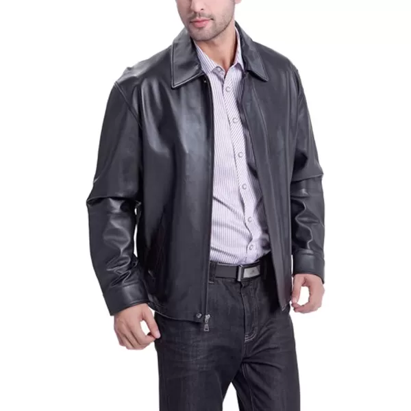 BGSD Men New Zealand Open Bottom Lambskin Leather Hipster Jacket MediumBlack