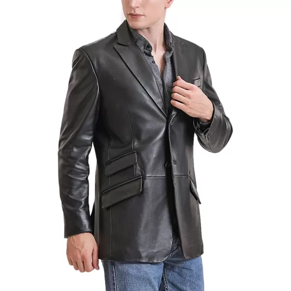 BGSD Men Noah 2Button Leather Blazer Lambskin Sport Coat Jacket Regular Big amp Tall and ShortBlack