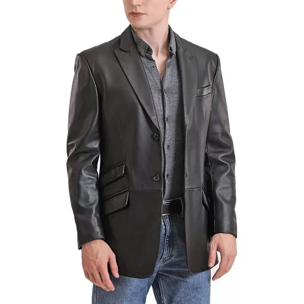 BGSD Men Noah 2Button Leather Blazer Lambskin Sport Coat Jacket Regular Big amp Tall and ShortBlack