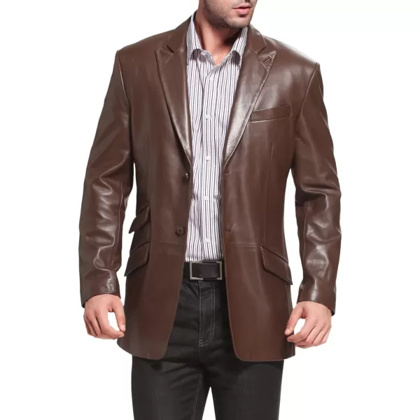 BGSD Men Noah 2Button Leather Blazer Lambskin Sport Coat Jacket Regular Big amp Tall and ShortEspresso