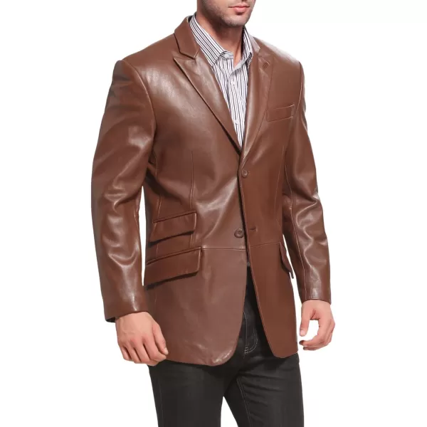 BGSD Men Noah 2Button Leather Blazer Lambskin Sport Coat Jacket Regular Big amp Tall and ShortHazelnut