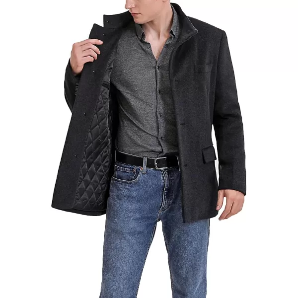 BGSD Men Perry Cashmere Wool Blend City Coat  Regular and Big amp TallBlack