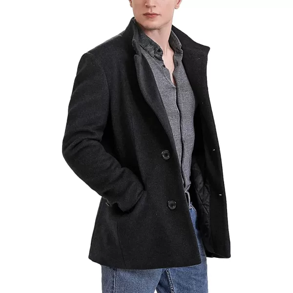 BGSD Men Perry Cashmere Wool Blend City Coat  Regular and Big amp TallBlack