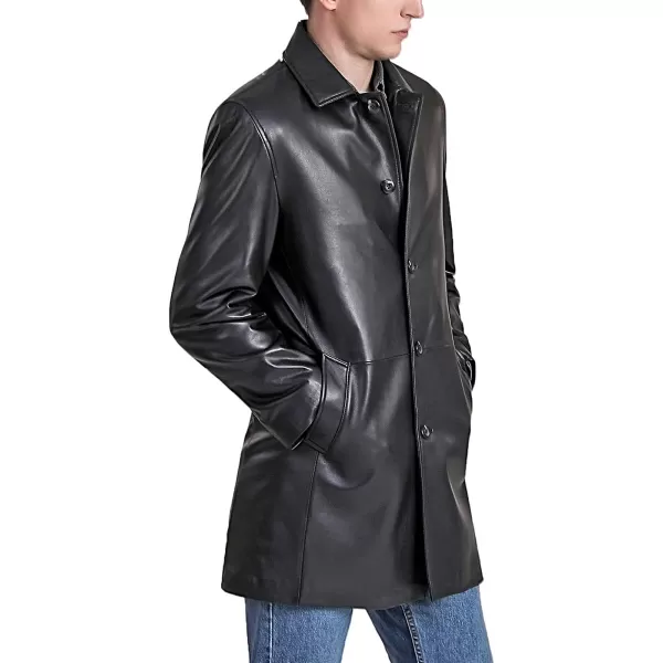 BGSD Men Peter ThreeQuarter Lambskin Leather Car Coat Regular Big amp Tall and ShortBlack