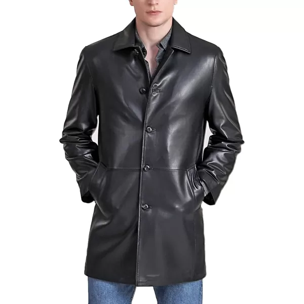 BGSD Men Peter ThreeQuarter Lambskin Leather Car Coat Regular Big amp Tall and ShortBlack