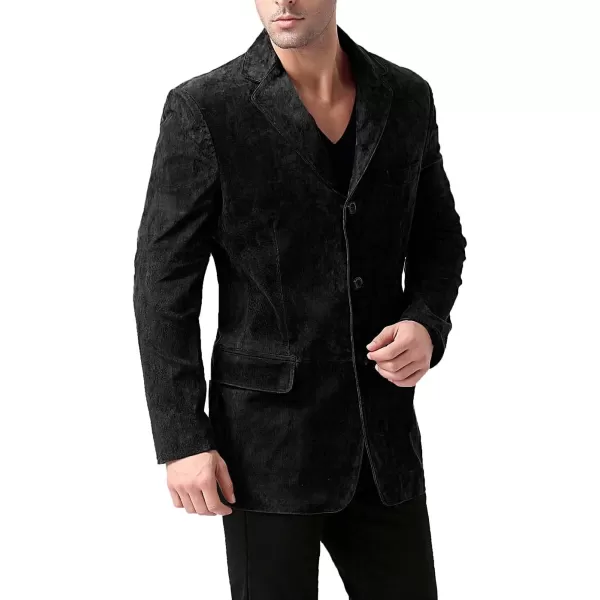 BGSD Men Robert 3Button Leather Blazer Suede Sport Coat Jacket Regular Big amp Tall and ShortBlack