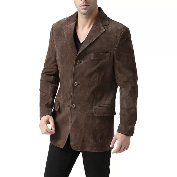 BGSD Men Robert 3Button Leather Blazer Suede Sport Coat Jacket Regular Big amp Tall and ShortBrown