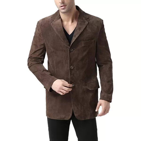 BGSD Men Robert 3Button Leather Blazer Suede Sport Coat Jacket Regular Big amp Tall and ShortBrown