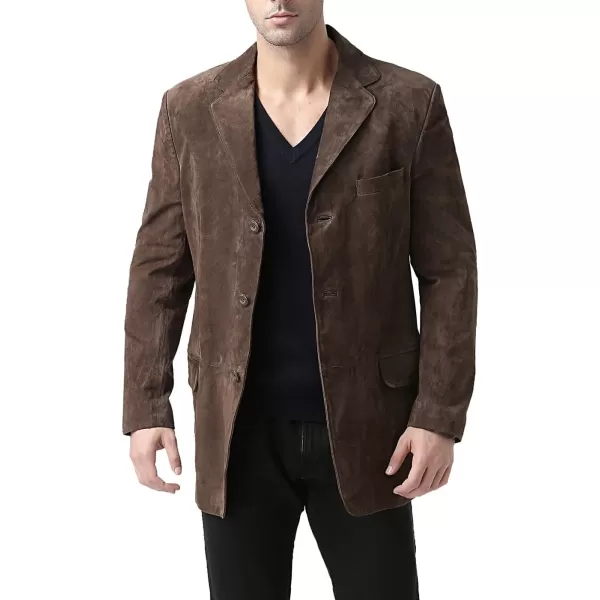 BGSD Men Robert 3Button Leather Blazer Suede Sport Coat Jacket Regular Big amp Tall and ShortBrown