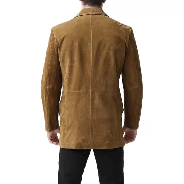 BGSD Men Robert 3Button Leather Blazer Suede Sport Coat Jacket Regular Big amp Tall and ShortTobacco