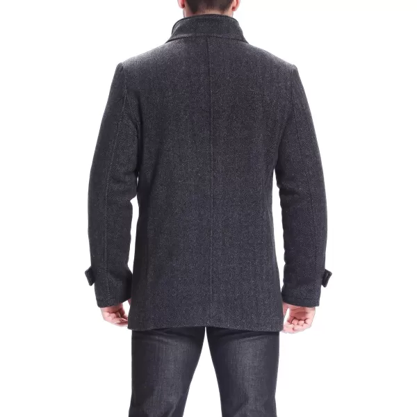 BGSD Men Samuel Herringbone Wool Blend Bibbed Car CoatBlack