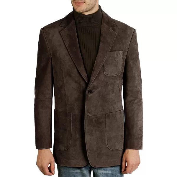 BGSD Men Steve 2Button Leather Blazer Suede Sport Coat Jacket Regular Big amp Tall and ShortBrown