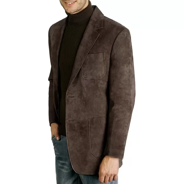 BGSD Men Steve 2Button Leather Blazer Suede Sport Coat Jacket Regular Big amp Tall and ShortBrown