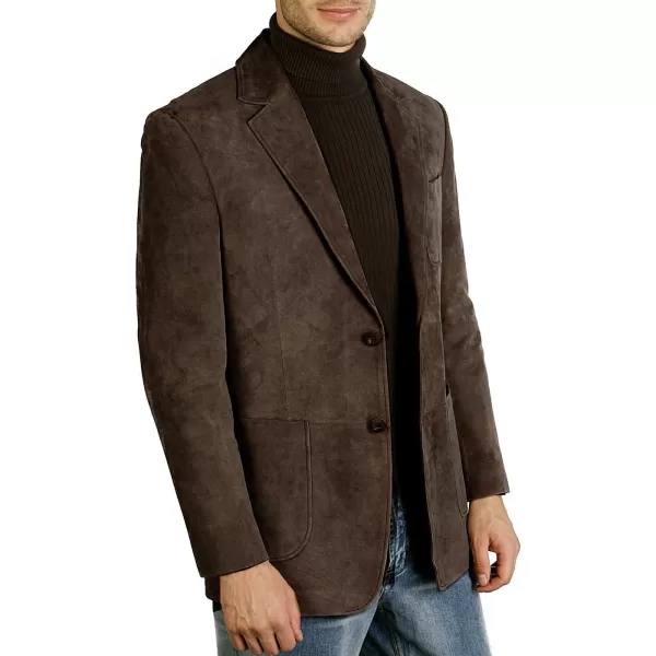 BGSD Men Steve 2Button Leather Blazer Suede Sport Coat Jacket Regular Big amp Tall and ShortBrown