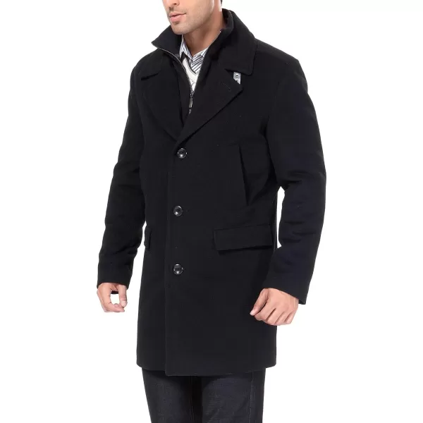 BGSD Men Steven Cashmere Wool Blend Bibbed Walking Coat  Regular and Big amp TallBlack