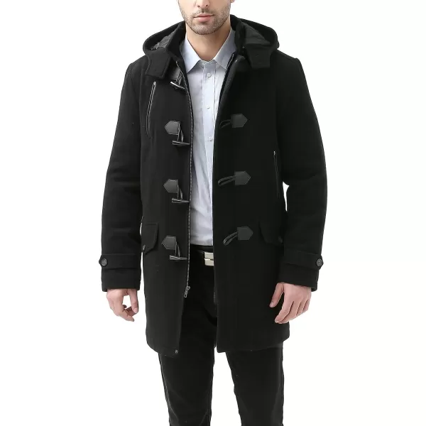 BGSD Men Tyson Wool Blend Leather Trimmed Toggle Coat  Regular and Big amp TallBlack