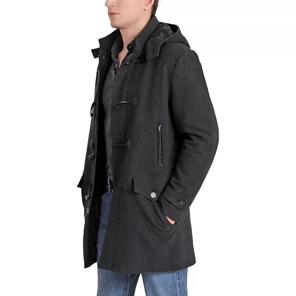 BGSD Men Tyson Wool Blend Leather Trimmed Toggle Coat  Regular and Big amp TallCharcoal