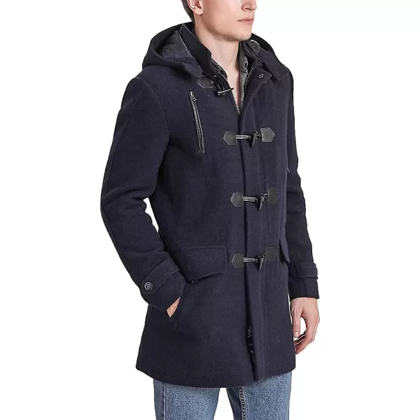 BGSD Men Tyson Wool Blend Leather Trimmed Toggle Coat  Regular and Big amp TallNavy