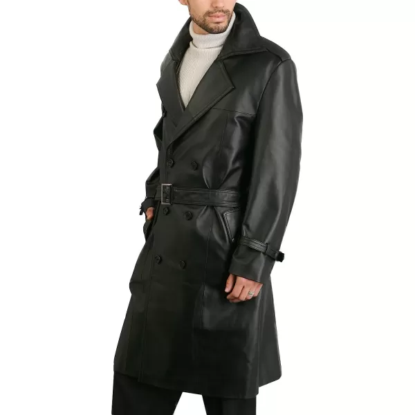 BGSD Men Xander Classic Leather Long Trench Coat Regular Big amp Tall and ShortBlack