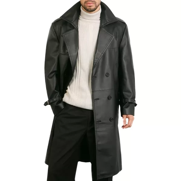 BGSD Men Xander Classic Leather Long Trench Coat Regular Big amp Tall and ShortBlack