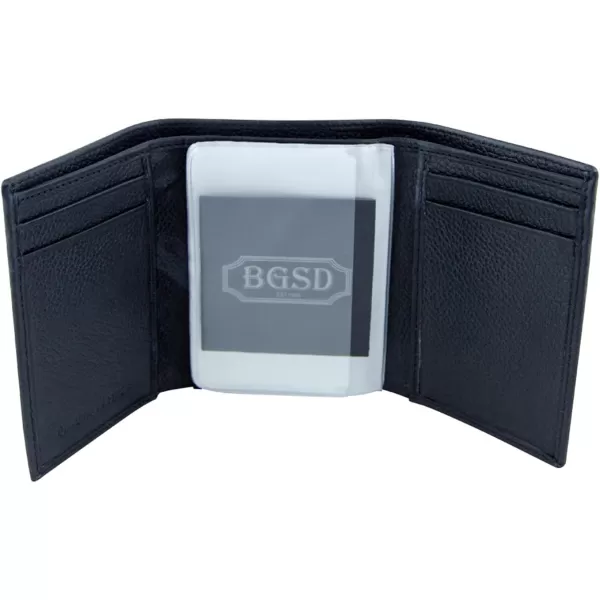 BGSD Mens Black Pebble Grain Classic Leather Trifold WalletBGSD Mens Black Pebble Grain Classic Leather Trifold Wallet