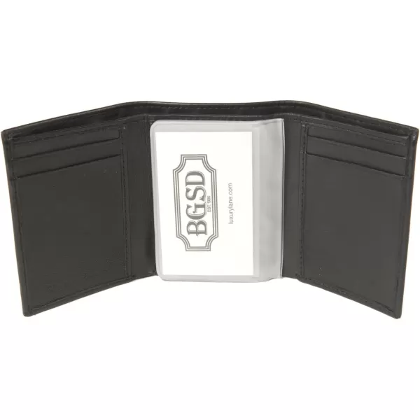 BGSD Mens Black Smooth Classic Leather Trifold WalletBGSD Mens Black Smooth Classic Leather Trifold Wallet