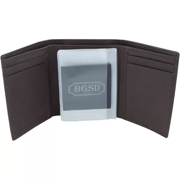 BGSD Mens Dark Brown Classic Leather Trifold WalletBGSD Mens Dark Brown Classic Leather Trifold Wallet